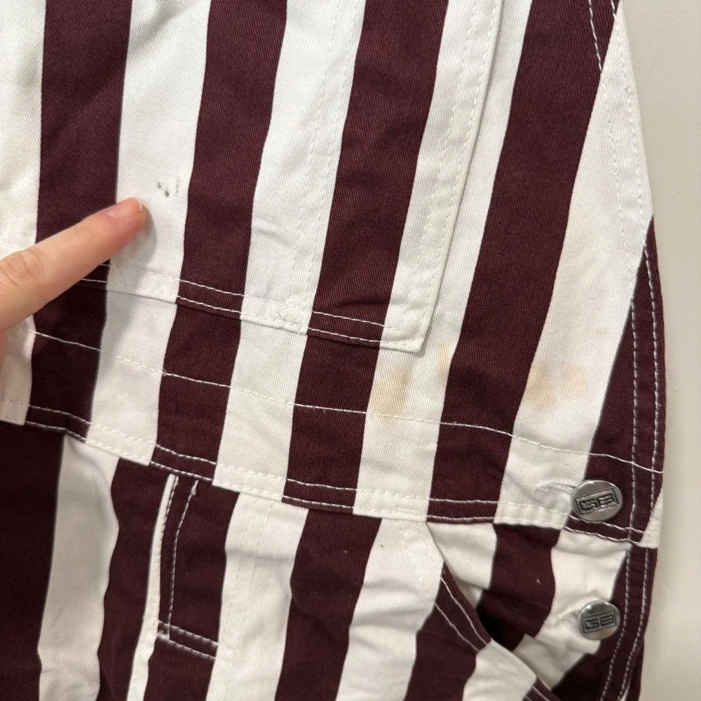 Game Bibs Adult Unisex Overalls XS Maroon White Stripe Fan Gear Tailgate College